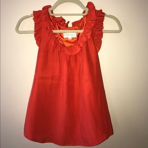 Britt Ryan Orange Ruffle Razorback Tank Top